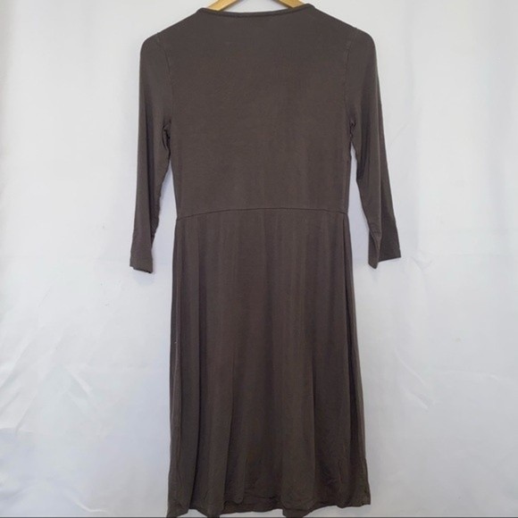 Boden Faye Jersey Knit Stretch Peasant Crochet 3/4 Length Sleeved Dress Size 6 - Picture 6 of 8